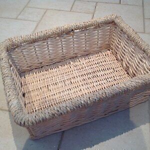 3/25$ Straw Woven Basket, Rectangular